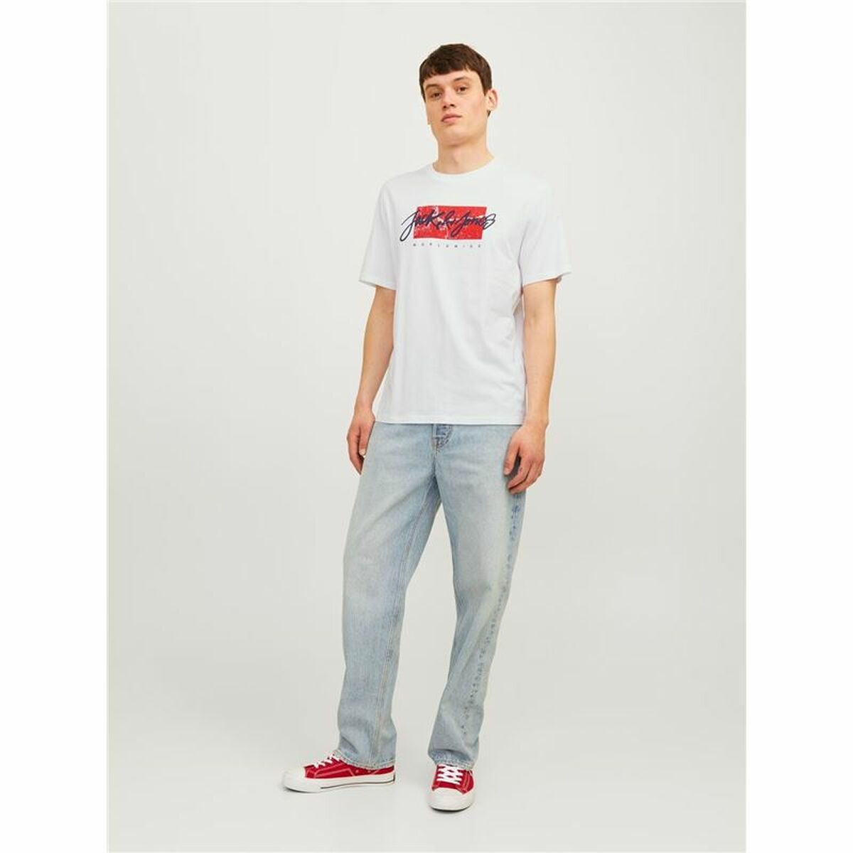 Herren Short Sleeve T-Shirt Jack & Jones tiley White